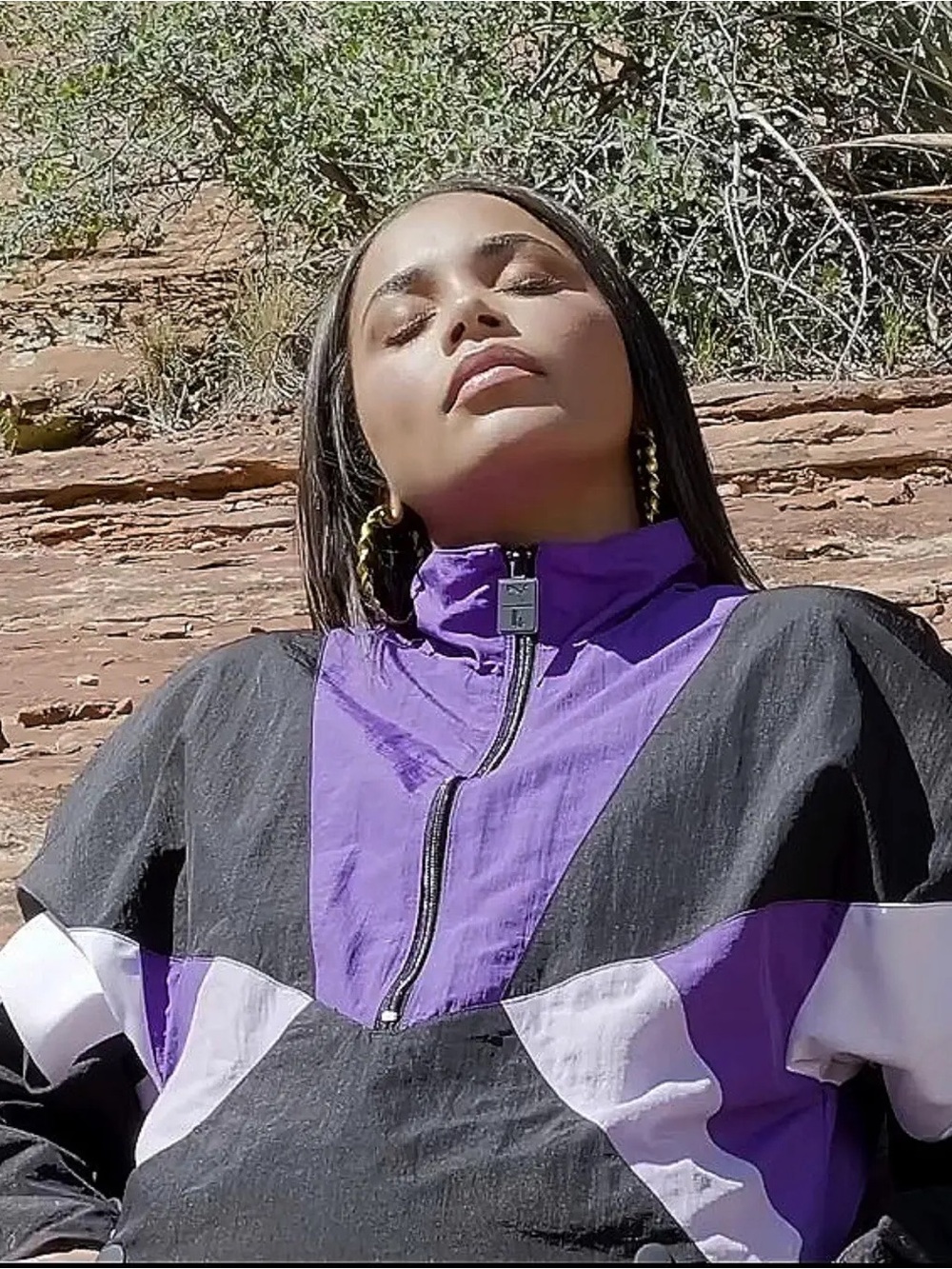 Puma X Lauren London Colorblock Oversized Windbreaker Track Jacket | sz Small